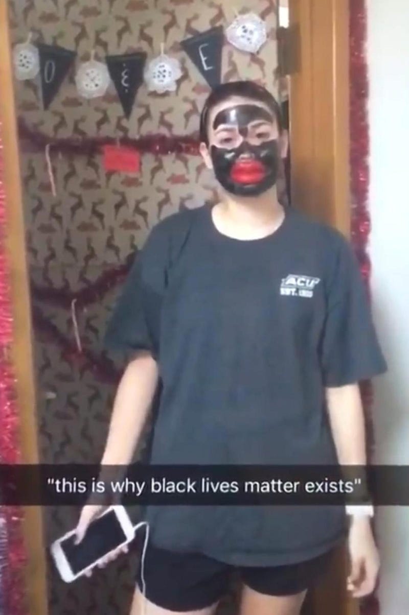 Abilene Christian University student in blackfaceSnapchat