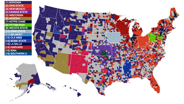 The Most Accurate Map of NCAA College Basketball Fandom