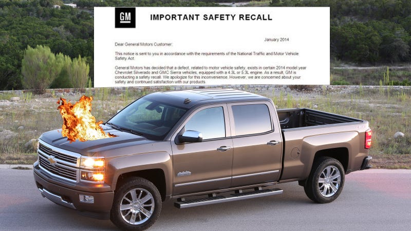 Illustration for article titled Silverado Owner Gets Recall Notice, Truck Promptly Catches Fire