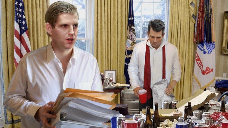 The Trump boys cleaning up the White House.