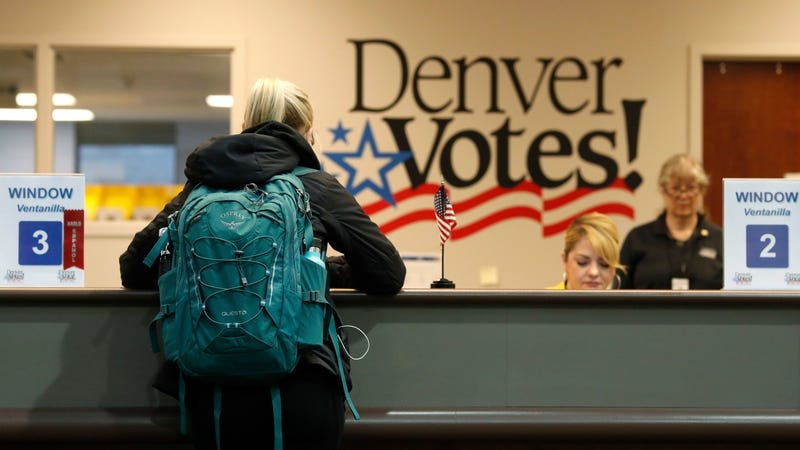 A voter at the Denver Elections Division in Denver, Colorado on May 9, 2019.
