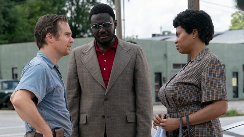 Sam Rockwell, Babou Ceesay and Taraji P. Henson in a scene from The Best of Enemies