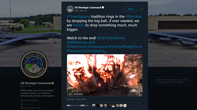 U.S. Strategic Command Helpfully Reminds World It Could Still Annihilate Everyone Before Midnight