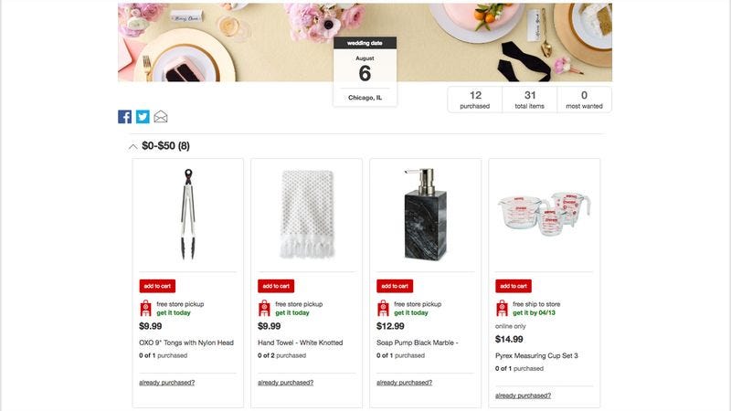 Illustration for article titled Couple Puts Handful Of Items On Registry That Loser Family Members Can Afford