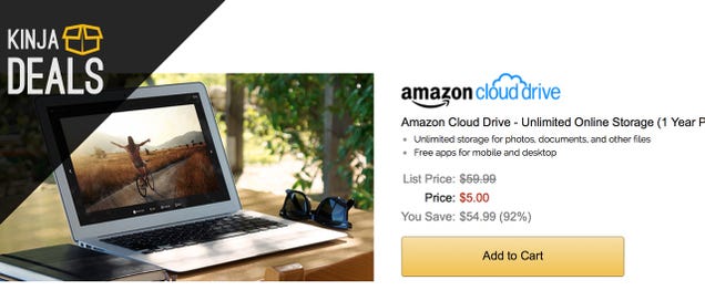 photo of Amazon Will Sell You a Year of Unlimited Cloud Storage For $5 Today image