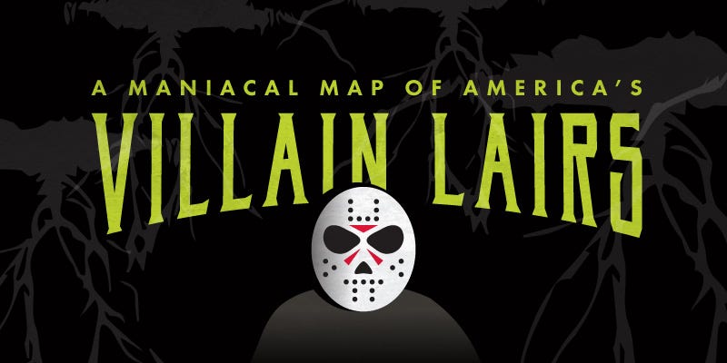 Illustration for article titled Come to the dark side with this US map of infamous Villain Lairs