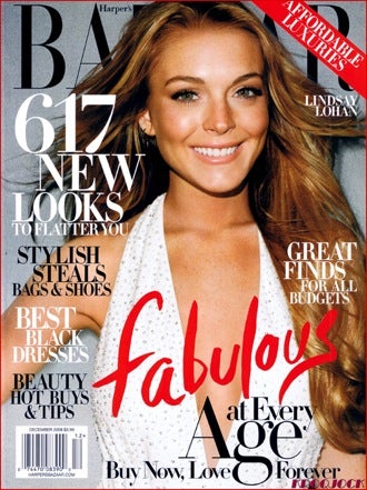Illustration for article titled Lindsay Strikes A Smiley Pose For Harper's Bazaar