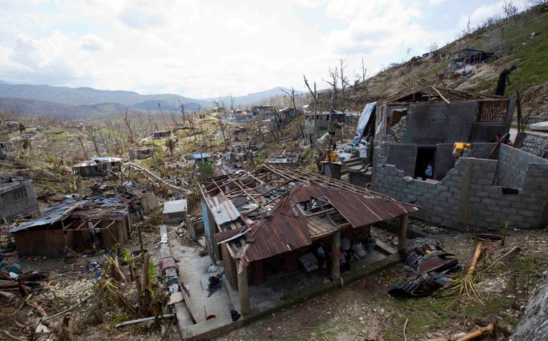 Homes destroyed by Matthew in Moron, Haiti. Image: Dieu Nalio Chery/AP