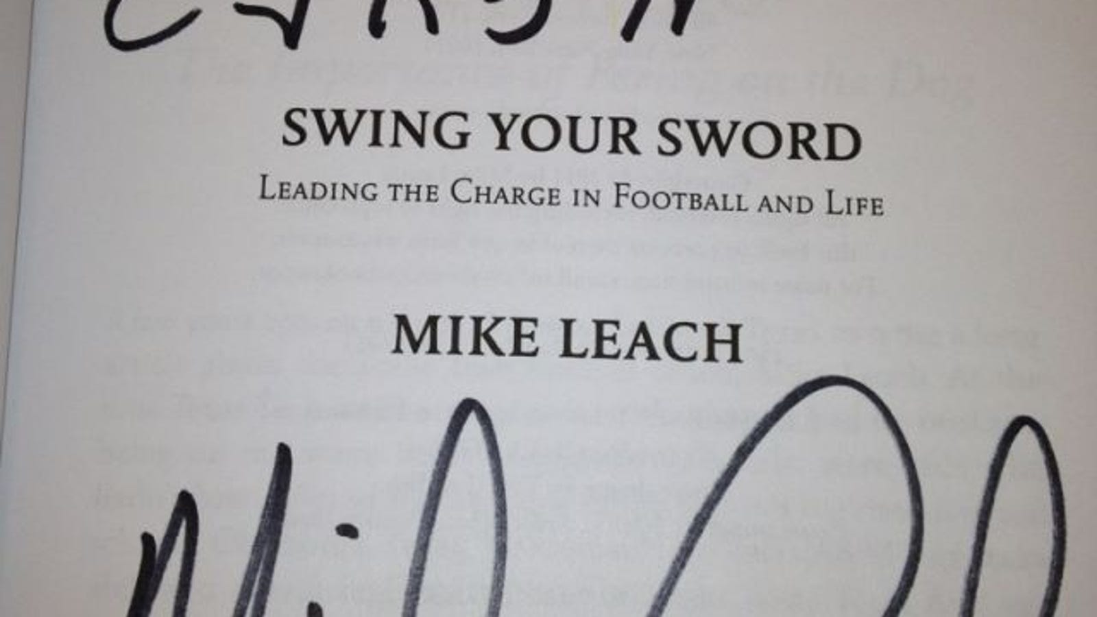 Mike Leach Appears To Have Autographed A Copy Of His Book With A "Craig