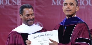 President Obama with Morehouse College President John Wilson during commencement 2013 (Mandel Ngan/AFP/Getty Images)