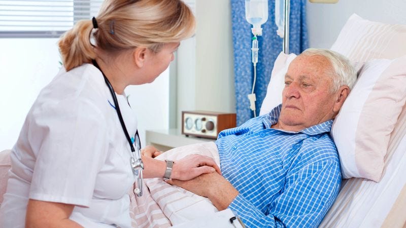 Illustration for article titled Nurse Reminds Elderly Man She’s Just Down The Hall If He Starts To Die