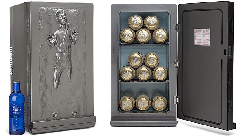 Illustration for article titled Han Solo Frozen in Carbonite Mini Fridge: "I'm Thirsty." "I Know."
