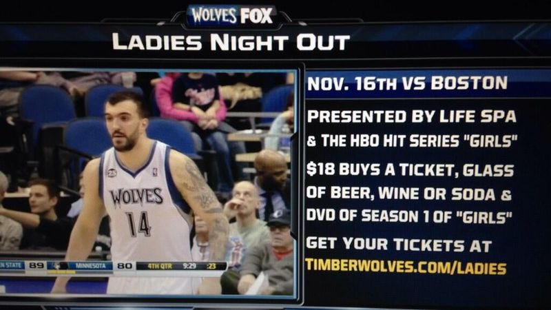 Illustration for article titled The Minnesota Timberwolves are giving away copies of the first season of Girls to women who attend games
