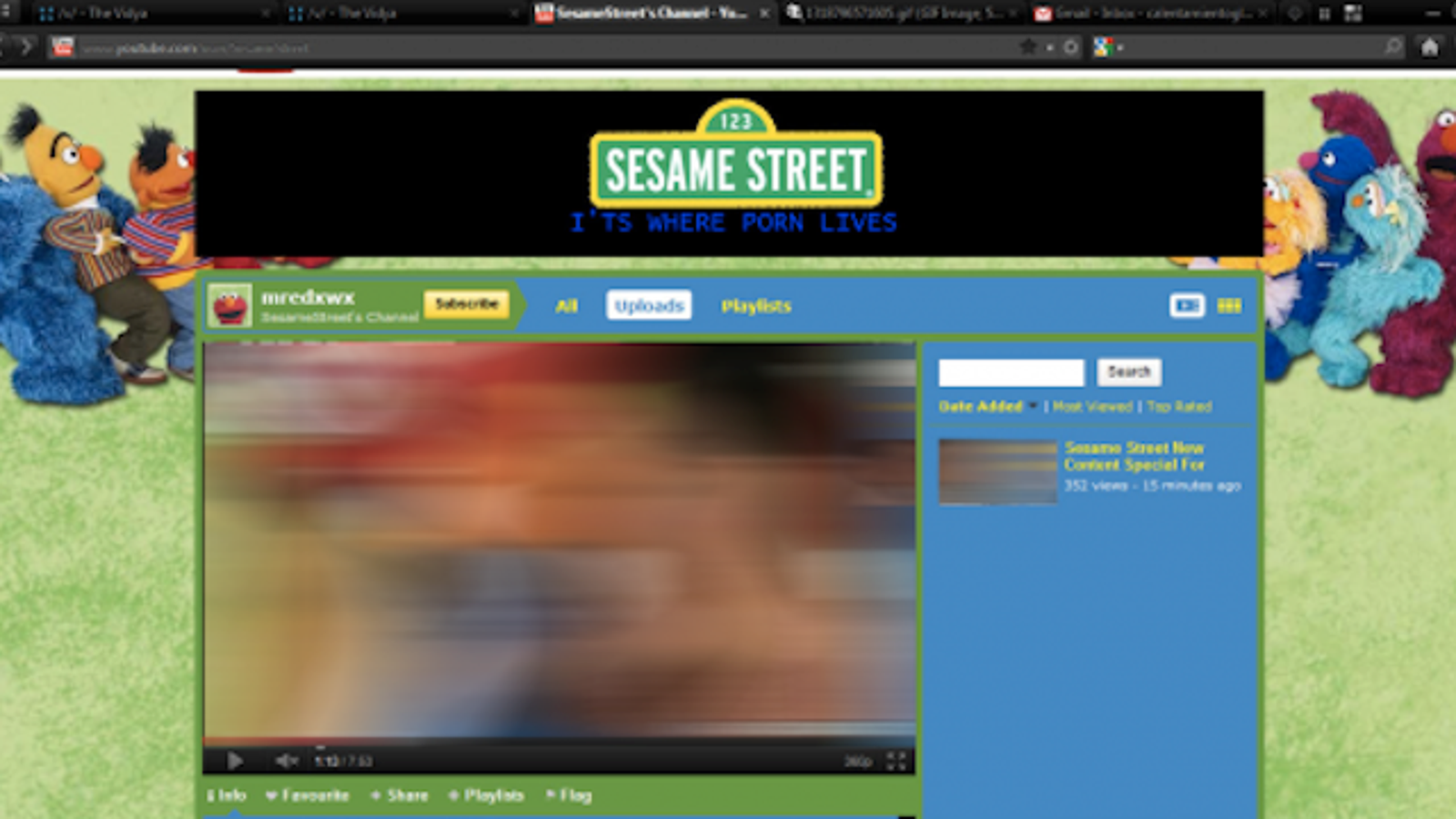 Sesame Street Porn - Sesame Street's YouTube Account Got Hacked with Porn Videos