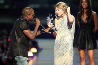 Kanye West interrupting Taylor Swift's moment at the 2009 VMAs