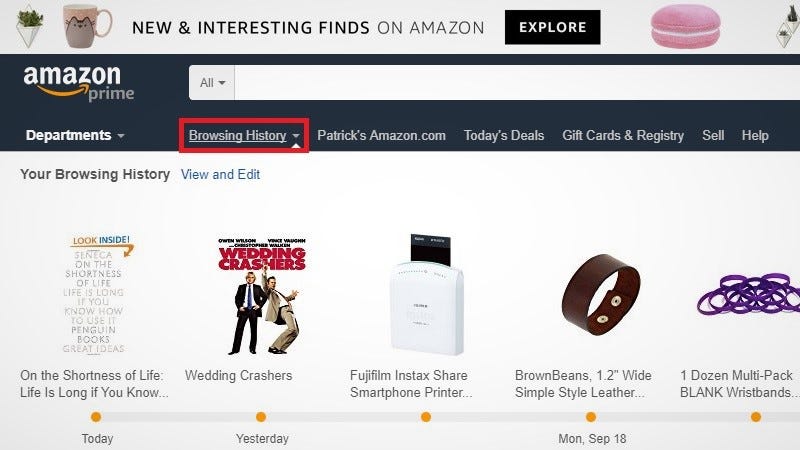 can you clear your browsing history on amazon