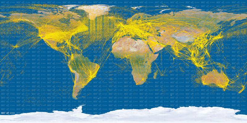 Illustration for article titled Este es el aspecto que tienen 15.000 aviones vistos desde el espacio