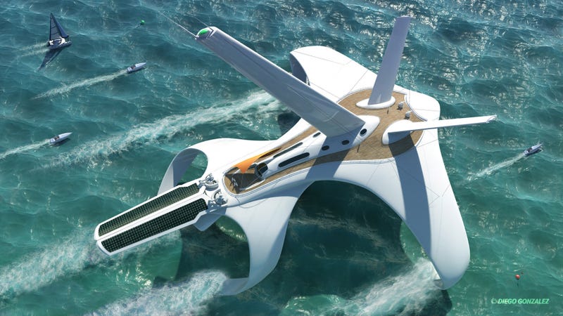 Illustration for article titled I want to go around the world in this awesome hydrofoil clipper
