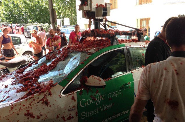 This Google Street View Car Drove Through a Tomato-Throwing Festival In Spain
