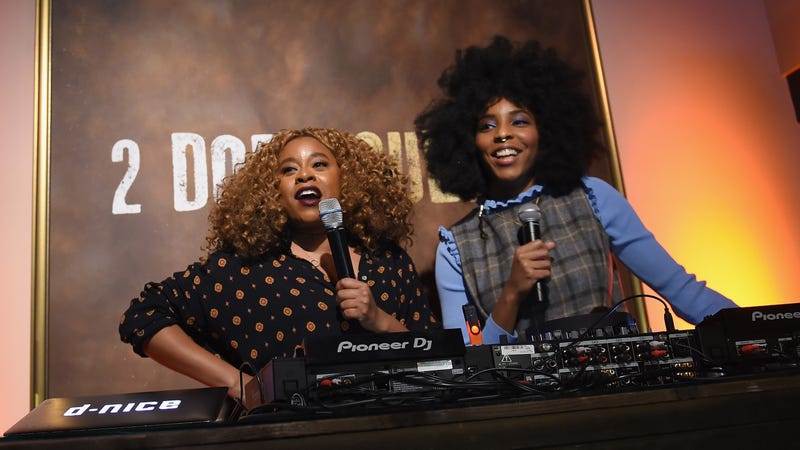 Phoebe Robinson (L) and Jessica Williams (R) host the 2 Dope Queens party at the Sundance Film Festival
