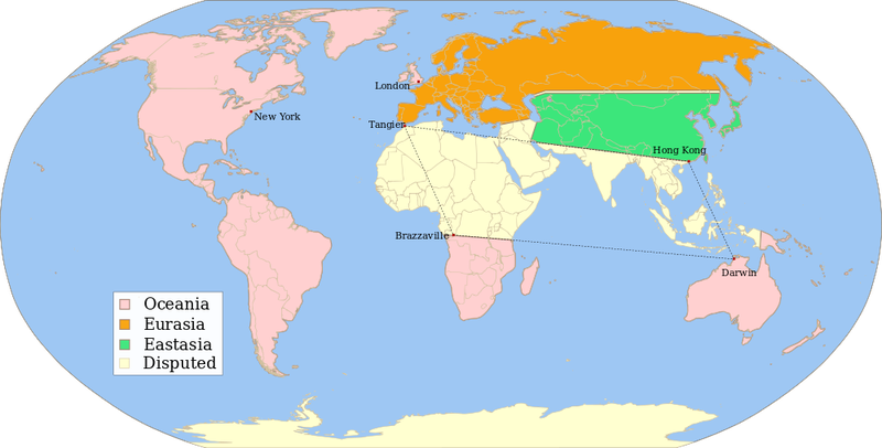 Map Of The World Novel This map shows the global superpowers described in George Orwell's 1984, but does this map truly reflect the political state of the world in the novel or is ...