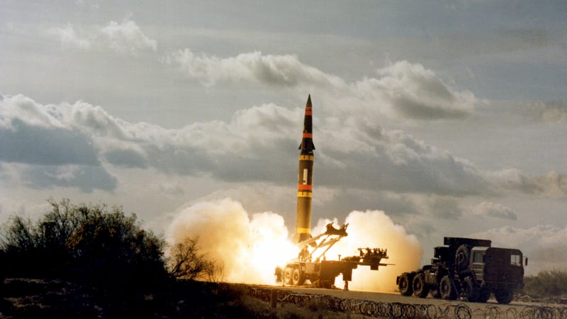 US Army Pershing II battlefield support missile, 1982.