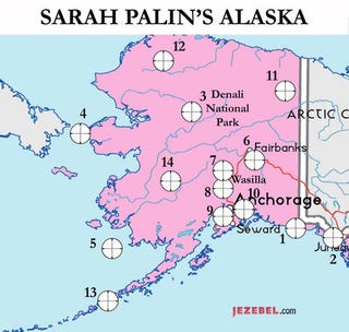 Illustration for article titled Target Practice: A Map Of Sarah Palin's Alaska