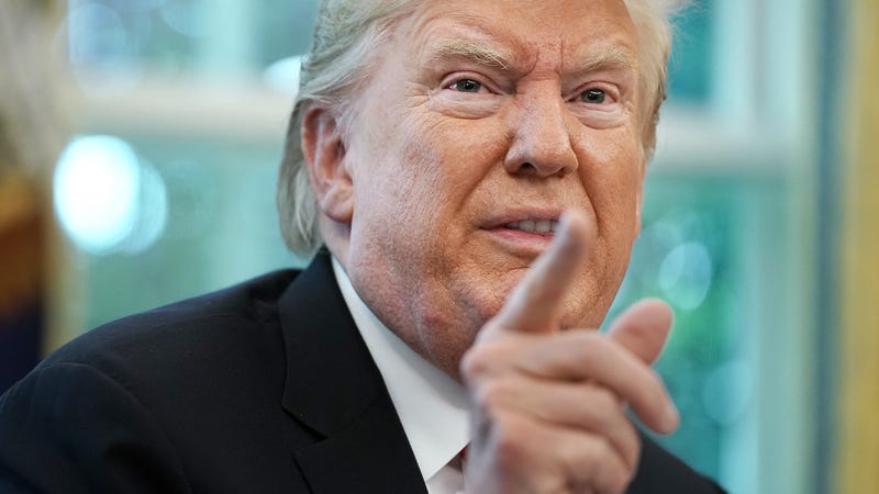 White supremacist President of the United States Donald Trump in the Oval Office of the White House on September 4, 2019
