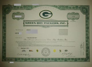 Illustration for article titled At Least One New Packers Shareholder Received An Official Certificate From The "Green Boy Packers, Inc."