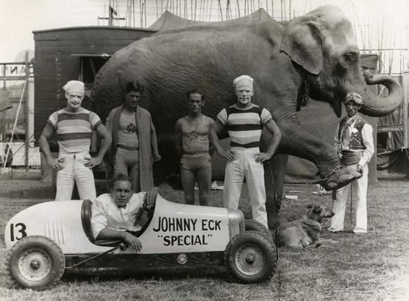 Illustration for article titled Half-Man Johnny Eck And His Custom-Built Race Car