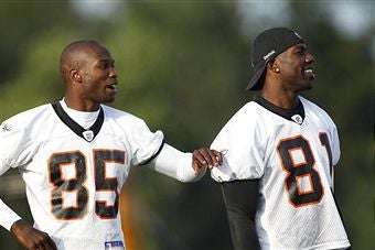 Chad Ochocinco and Terrell Owens at Bengals training camp. (Getty Images)