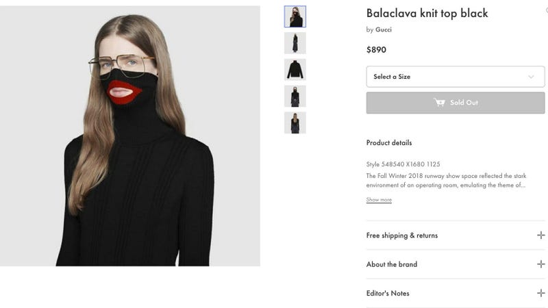 Illustration for article titled Gucci Pulls $890 Sweater Following Blackface Backlash