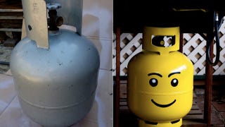 Illustration for article titled Turn Your Propane Tank Into a Gigantic Lego Head