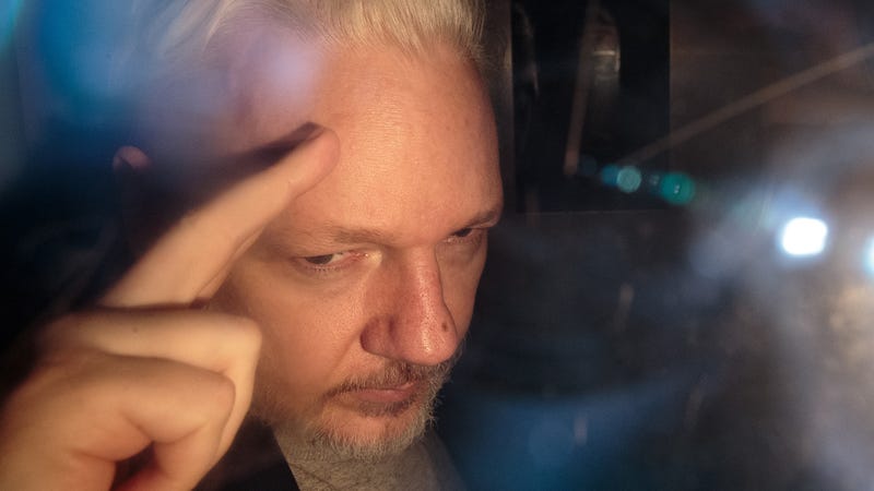 WikiLeaks founder Julian Assange in London on May 1, 2019 after being sentenced for skipping bail in 2012