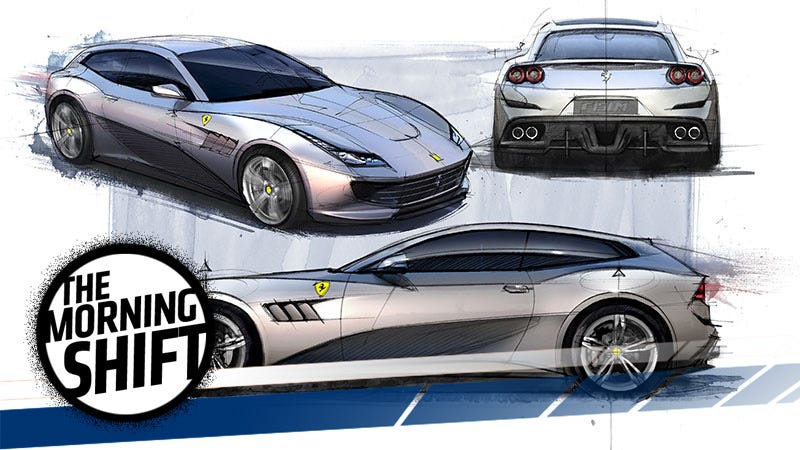 Design sketches of the current Ferrari GTC4Lusso. What, did you think this was as far as it’d go? Photo: Ferrari