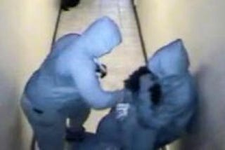 Surveillance footage showing victim Mia Jones being brutally beaten by two masked menTwitter