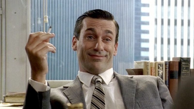 Illustration for article titled Mad Men is probably driving sales of Lucky Strikes and Canadian Club Whisky