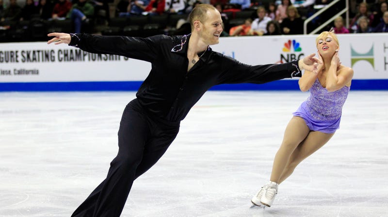 John Coughlin, left, and Caydee Denney competing in 2012 in the pairs short program at the U.S. Figure Skating Championships in San Jose, Calif.