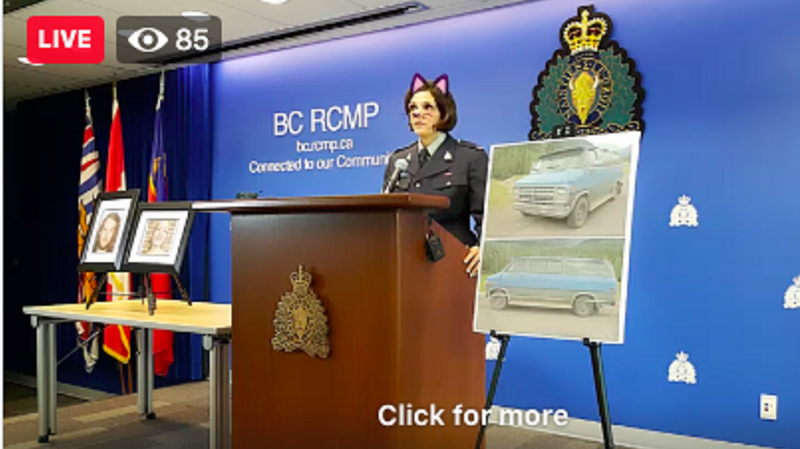Illustration for article titled RCMP Apologizes After Streaming Press Conference on Double Slaying With Cat Filter Activated