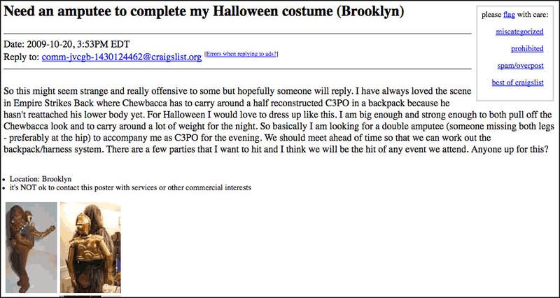 Craigslist Ad By A Horrid Excuse for a Human Being