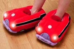 Illustration for article titled Car Slippers Light Up the Bathroom Trail