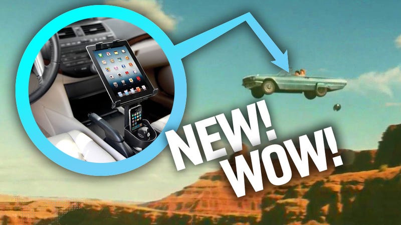 Illustration for article titled This iPad Car Holder From Hammacher Is An Exciting New Way To Die In A Car Crash