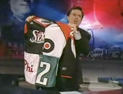 Illustration for article titled Stephen Colbert Unveils Latest In Philadelphia Sporting Attire