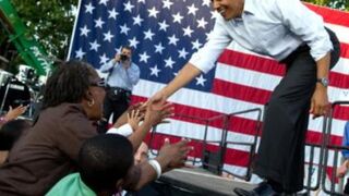 President Obama at a Philadelphia rally (Saul Loeb/AFP/Getty)