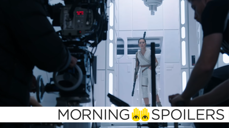 Rey wanders through some stark corridors and confronts her deadliest foe yet: a camera crew.