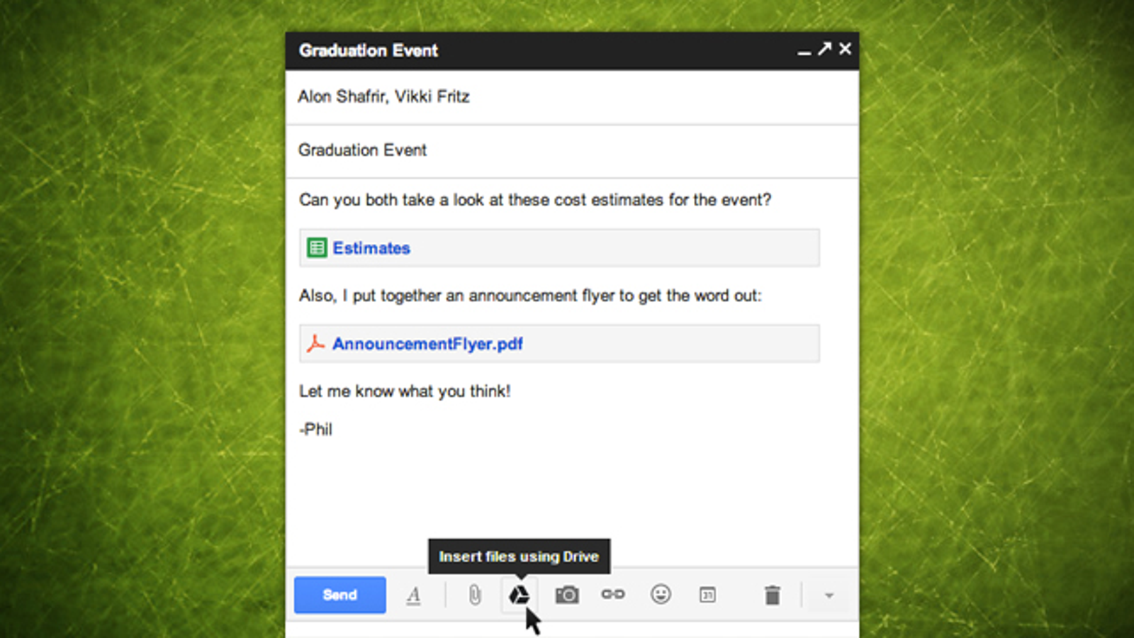 how to share google drive link in gmail
