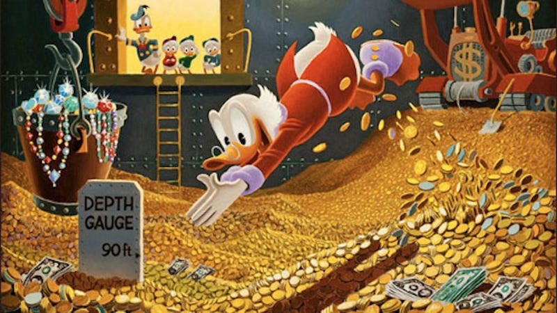 Kuvahaun tulos haulle scrooge mcduck swimming in coins