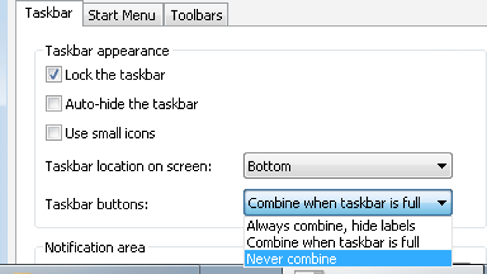 windows textbar