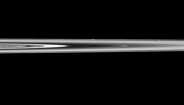 Can You Spot the Two Moons Hidden in this Picture of Saturn's Rings?