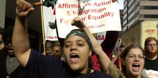 University of Cincinnati students rally for affirmative action. (Mike Simmons/Getty Images)